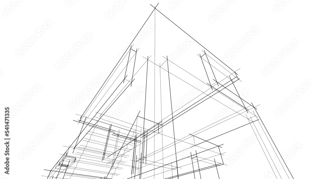 3d sketch of modern building on white background
3d sketch of modern building on white background