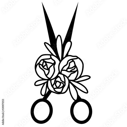Scissors with flowers svg