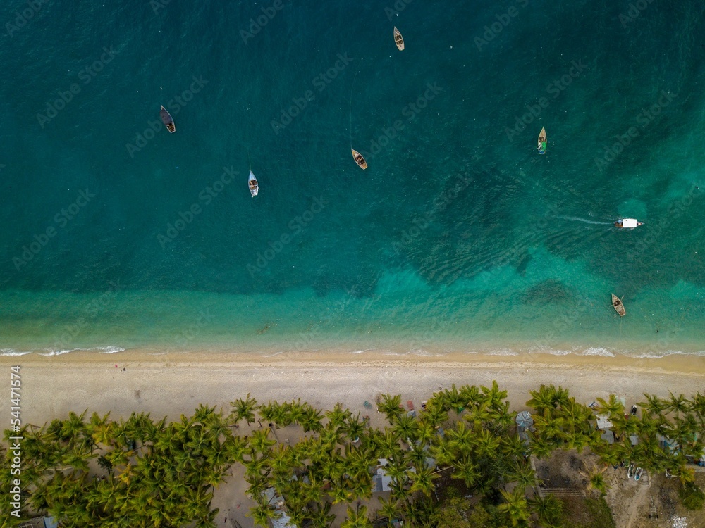 Fototapeta premium Drone shot of the Tulum beach in Mexico