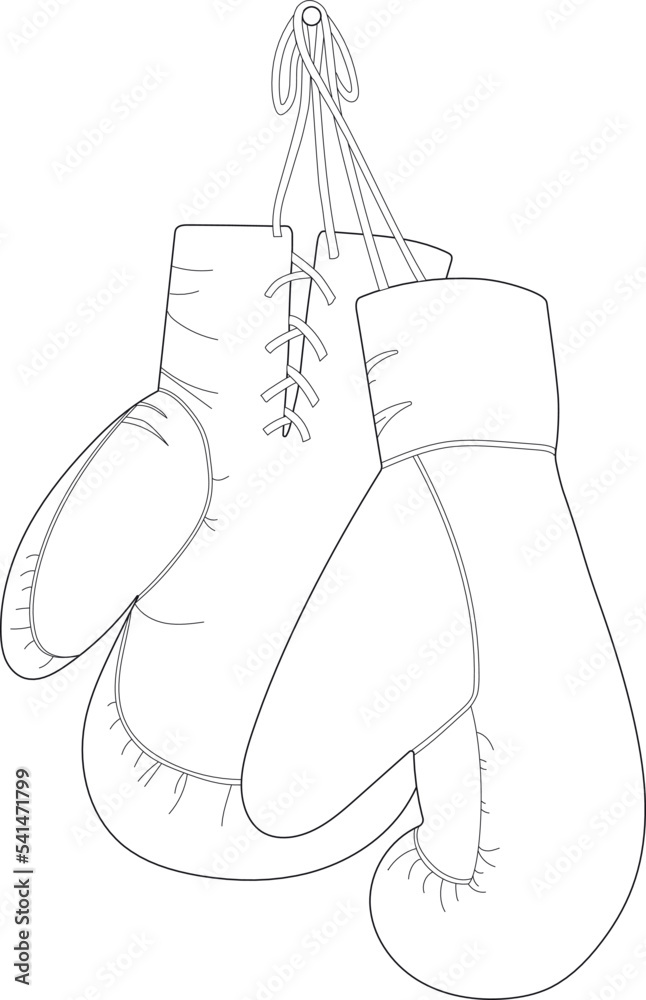 Vector boxing gloves. White background. Children Coloring Book Pages