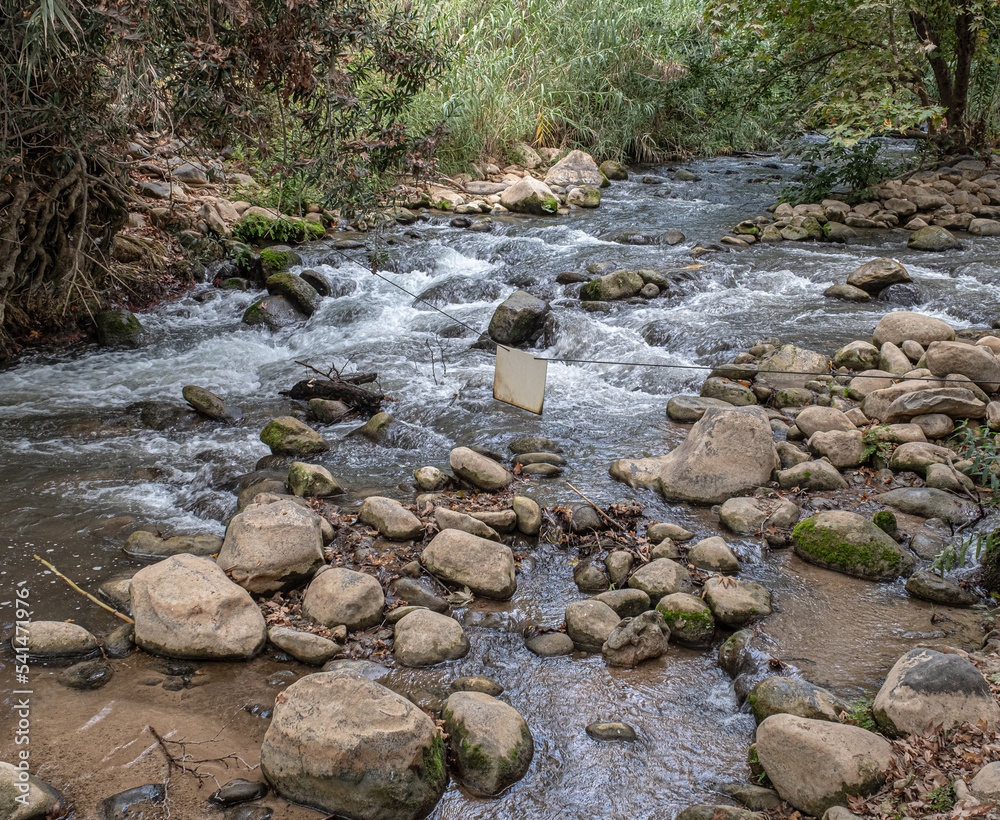 View of the Water-Walking segment of Snir (Hatsbani) Stream, Snir Stream Nature Reserve, kibbutz HaGoshrim, Kiryat Shemona, HaHula Valley, Upper Galilee, Northern Israel, Israel View of the Water-Walking segment of Snir (Hatsbani) Stream, Snir Stream Nature Reserve, kibbutz HaGoshrim, Kiryat Shemona, HaHula Valley, Upper Galilee, Northern Israel, Israel