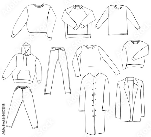 Set of sketch womens clothing