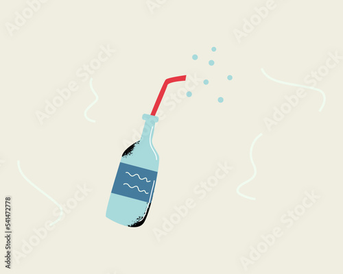 Water bottle icon.  Drink with a straw
