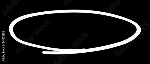 White circle, pen draw. Highlight hand drawing circle isolated on background. Handwritten white circle. For marking text, numbers, marker pen, pencil, logo and text check, vector illustration