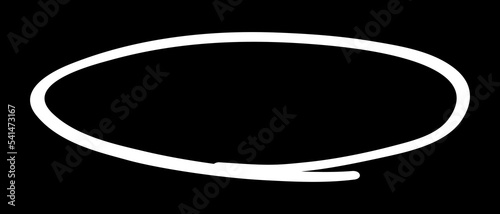 White circle, pen draw. Highlight hand drawing circle isolated on background. Handwritten white circle. For marking text, numbers, marker pen, pencil, logo and text check, vector illustration