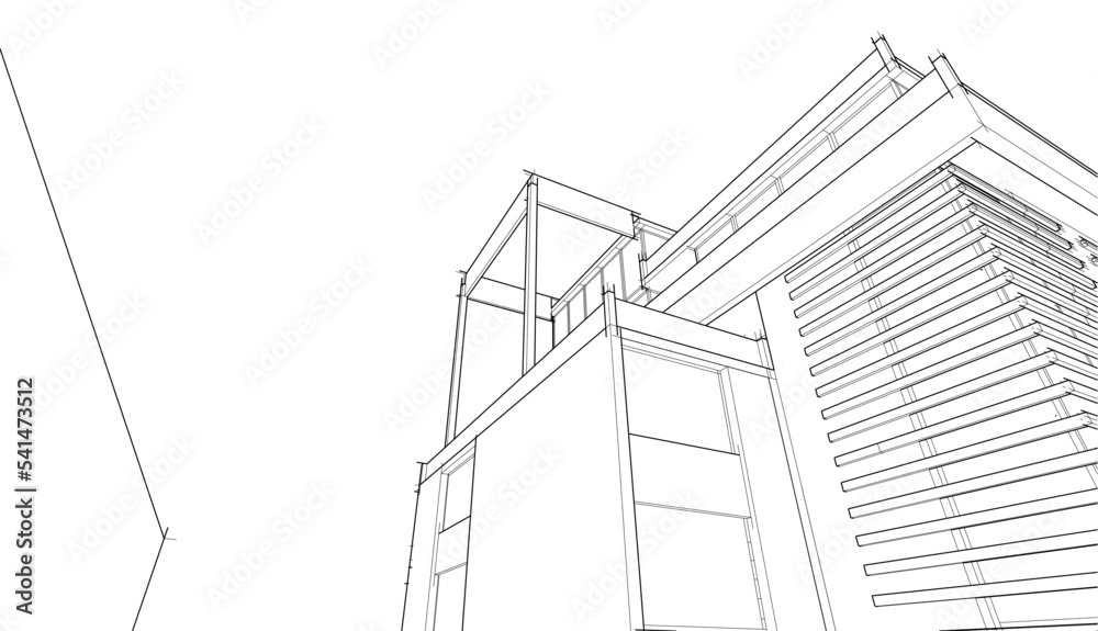 3d sketch of modern building on white background
3d sketch of modern building on white background