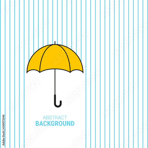 Vector yellow umbrella protecting against rain. Isolated on white background.