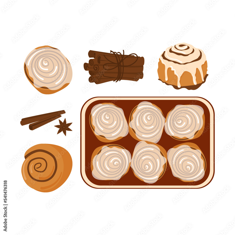 Cinammon Redemoinho Ícone Cartoon Vector. Roll Bun. Bolo Doce