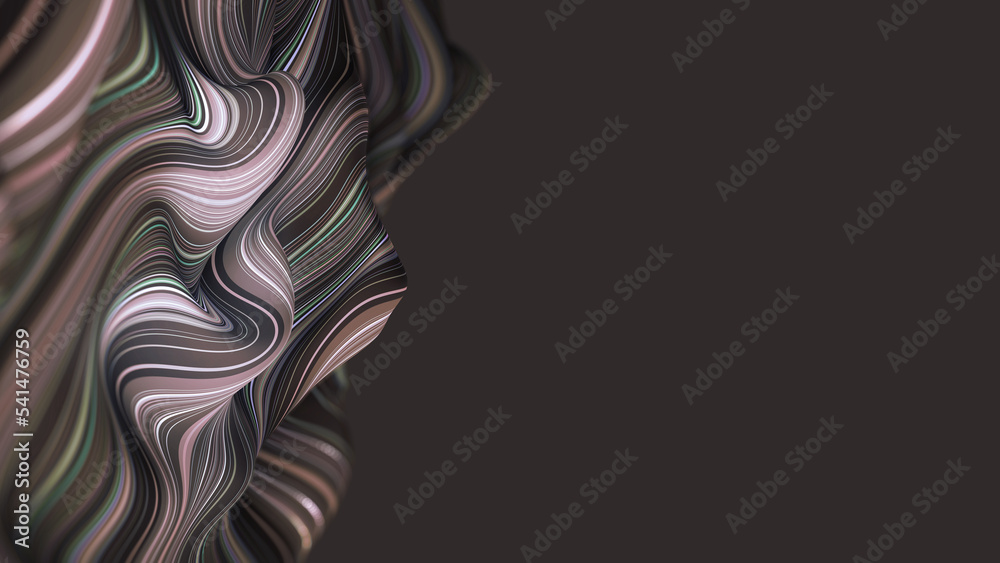 Sand wave emotion. Fluid waviness of soft craft surface. 3D illustration of a field of strings twisted in an abstract pattern