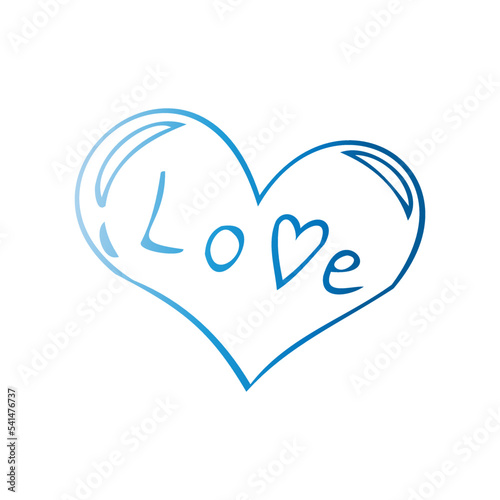Simple blue doodle heart. Isolated design element for valentine's day, wedding, romance