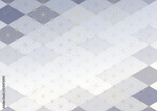 麻の葉模様と菱形で装飾した和風背景イラスト