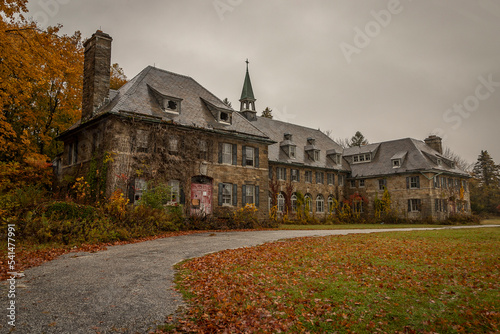 Abandoned abbey in autumn