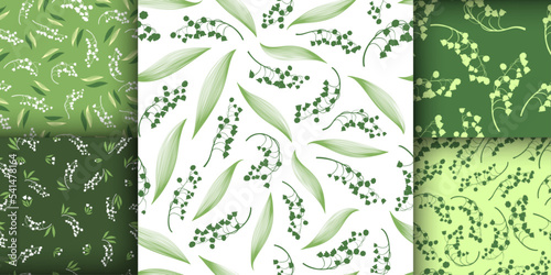 Lily of the Valley. Bud of Convallaria Majalis. Summer Botanical Textile Prin...