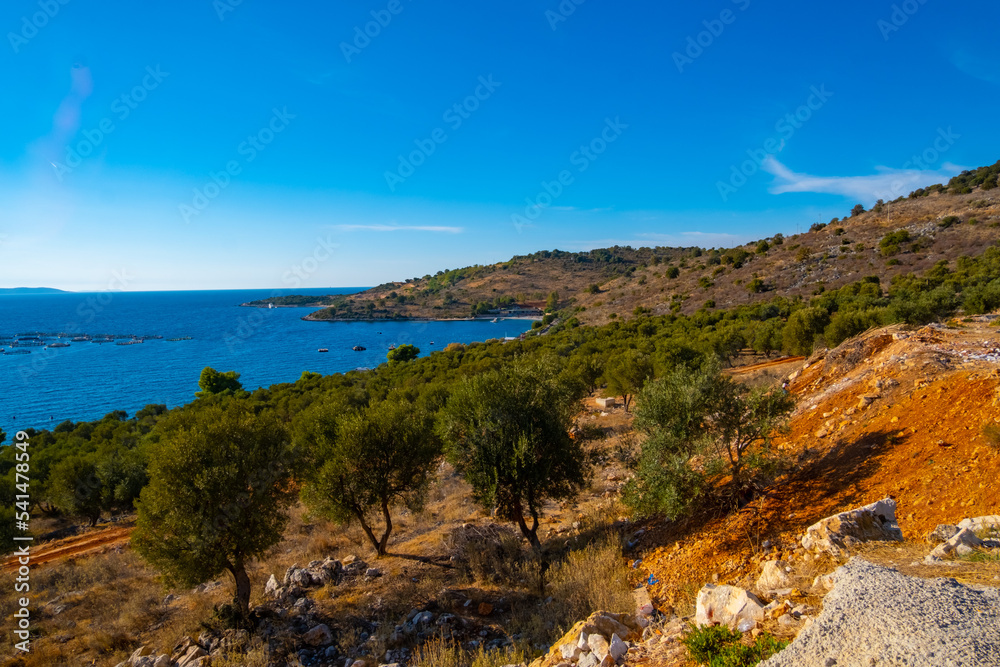 View of the bay in Ksamil. Ionian Sea in Albania