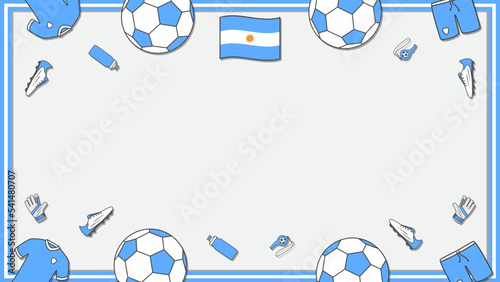 Football Background Design Template. Football Cartoon Vector Illustration. Championship In Argentina