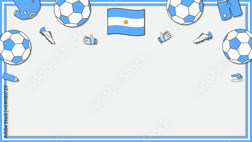 Football Background Design Template. Football Cartoon Vector Illustration. Competition In Argentina