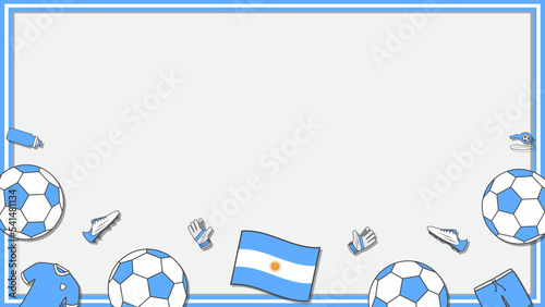 Football Background Design Template. Football Cartoon Vector Illustration. Soccer In Argentina