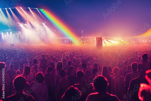 Fotobehang Music festival,a crowd of people in front of the stage