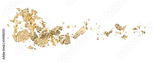 pieces / flakes of gold foil (art and craft supply) isolated - graphic design element  photo