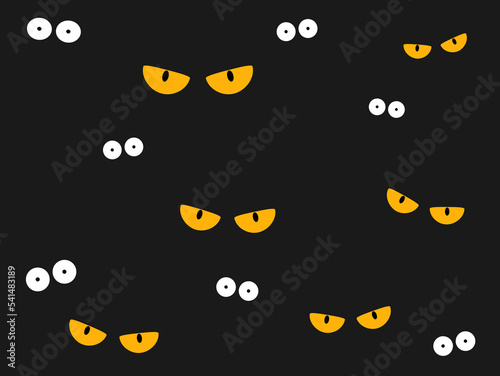 Strange scary eyes in the dark halloween vector background