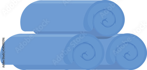 Blue towel rolls stack. Spa cloth icon