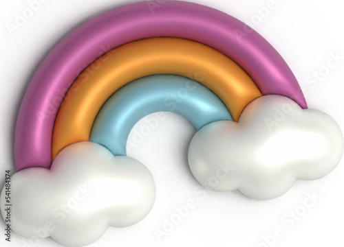 arc-en-ciel et nuages en 3D (vector)