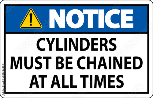 Notice Sign Cylinders Must Be Chained At All Times