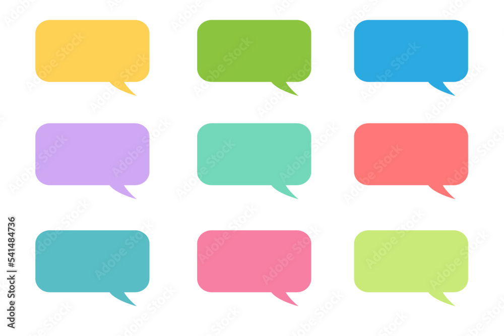 Colorful callout icons set isolated on white background, geometric graphic element. Colorful callout icons set isolated on white background, geometric graphic element.