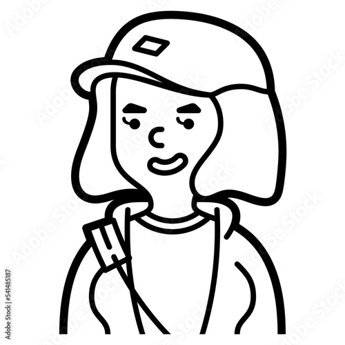 gril with cap line icon