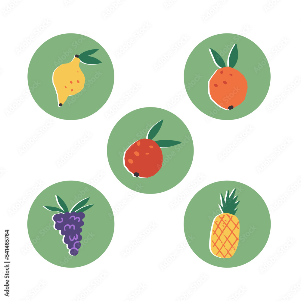 Cute retro-style fruit stickers set. Happy fruits smiles, apple, lemon, orange, tangerine, kumquat , strawberry. Cute retro-style fruit stickers set. Happy fruits smiles, apple, lemon, orange, tangerine, kumquat , strawberry.