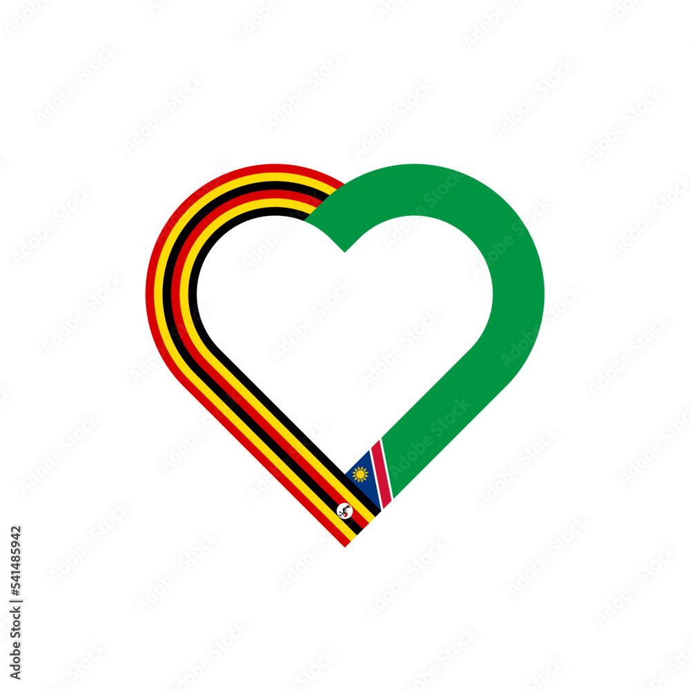 friendship concept. heart ribbon icon of uganda and namibia flags. vector illustration isolated on white background friendship concept. heart ribbon icon of uganda and namibia flags. vector illustration isolated on white background