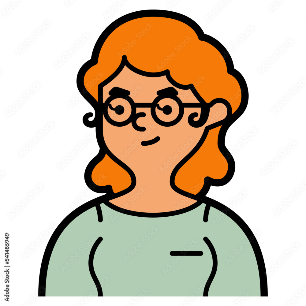 woman with glasses filled color line woman with glasses filled color line
