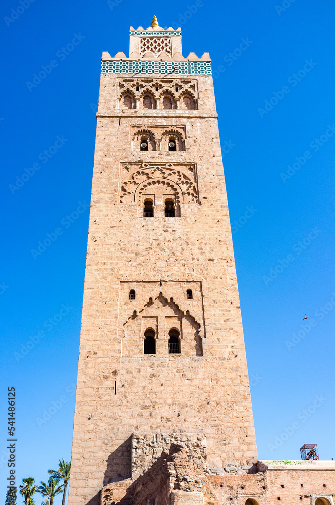 Marrakech Tower, the minaret of the Koutoubia Mosque in Marrakech, Morocco, North Africa