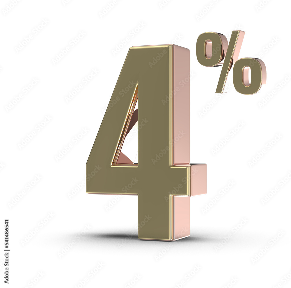 Number 4 3D Render Gold Number 4 3D Render Gold