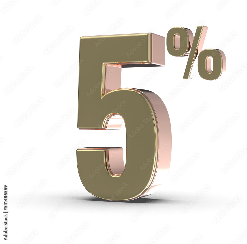 Number 5 3D Render Gold Number 5 3D Render Gold