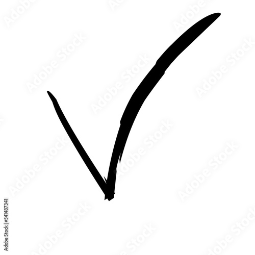 Check mark element. Black grunge check mark icon, isolated on a white background. Flag graphic design. OK button for voting, decision, web. Symbol correct, check, approved. illustration