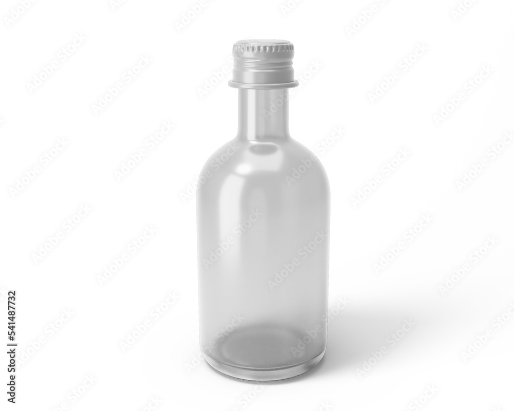 Clear Glass Drink Bottle With Aluminium Screw Cap with transparent background. 3D Rendering. Clear Glass Drink Bottle With Aluminium Screw Cap with transparent background. 3D Rendering.
