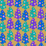 New Year pattern with colourful Christmas tree.