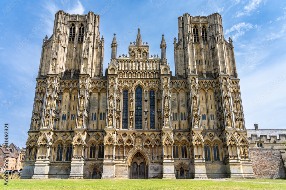 Wells Cathedral is an Anglican cathedral in Wells, Somerset, England, dedicated to St Andrew the Apostle. It is the seat of the Bishop of Bath and Wells, whose cathedra it holds as mother church of th