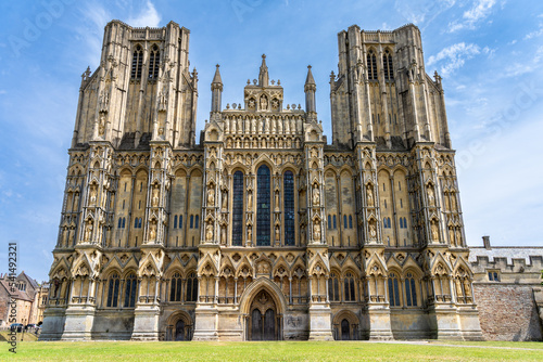 Wells Cathedral is an Anglican cathedral in Wells, Somerset, England, dedicated to St Andrew the Apostle. It is the seat of the Bishop of Bath and Wells, whose cathedra it holds as mother church of th
