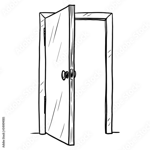 Open door vector illustration on white background
