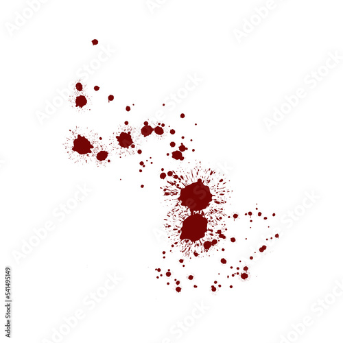 Red blood splatter stain on white background photo