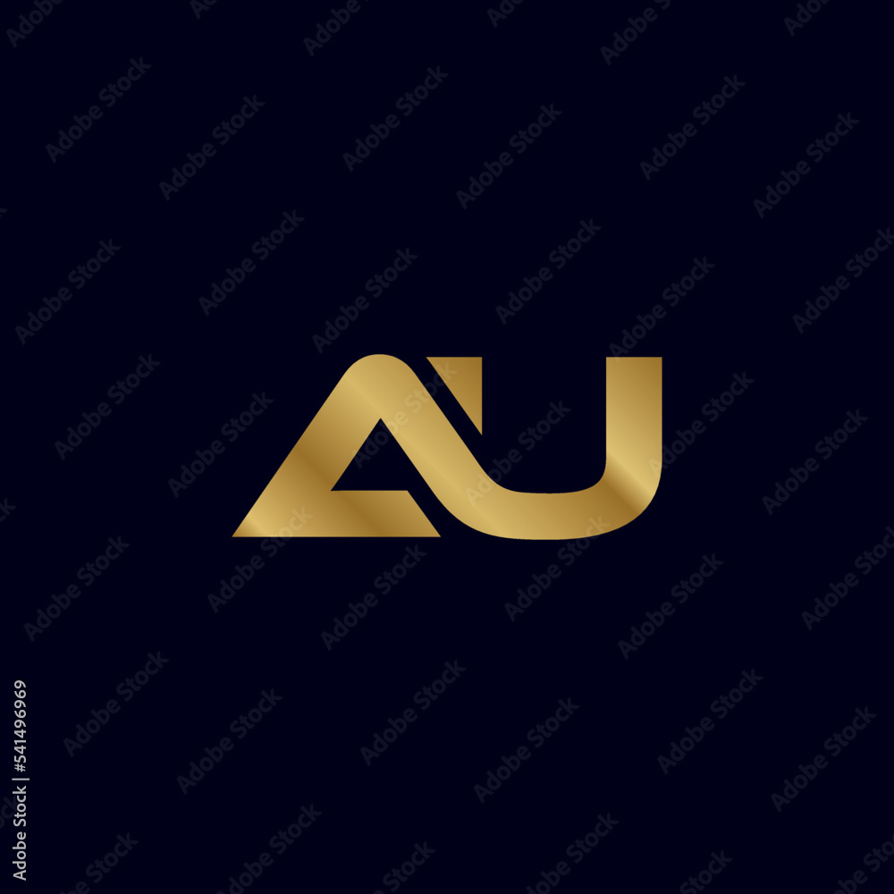 Gold Letter A U Initial Logo Template
