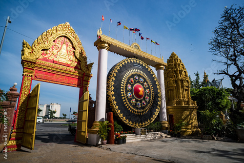 huge Gong at the Wat Ounalom in Phnom Penh, Cambodia photo