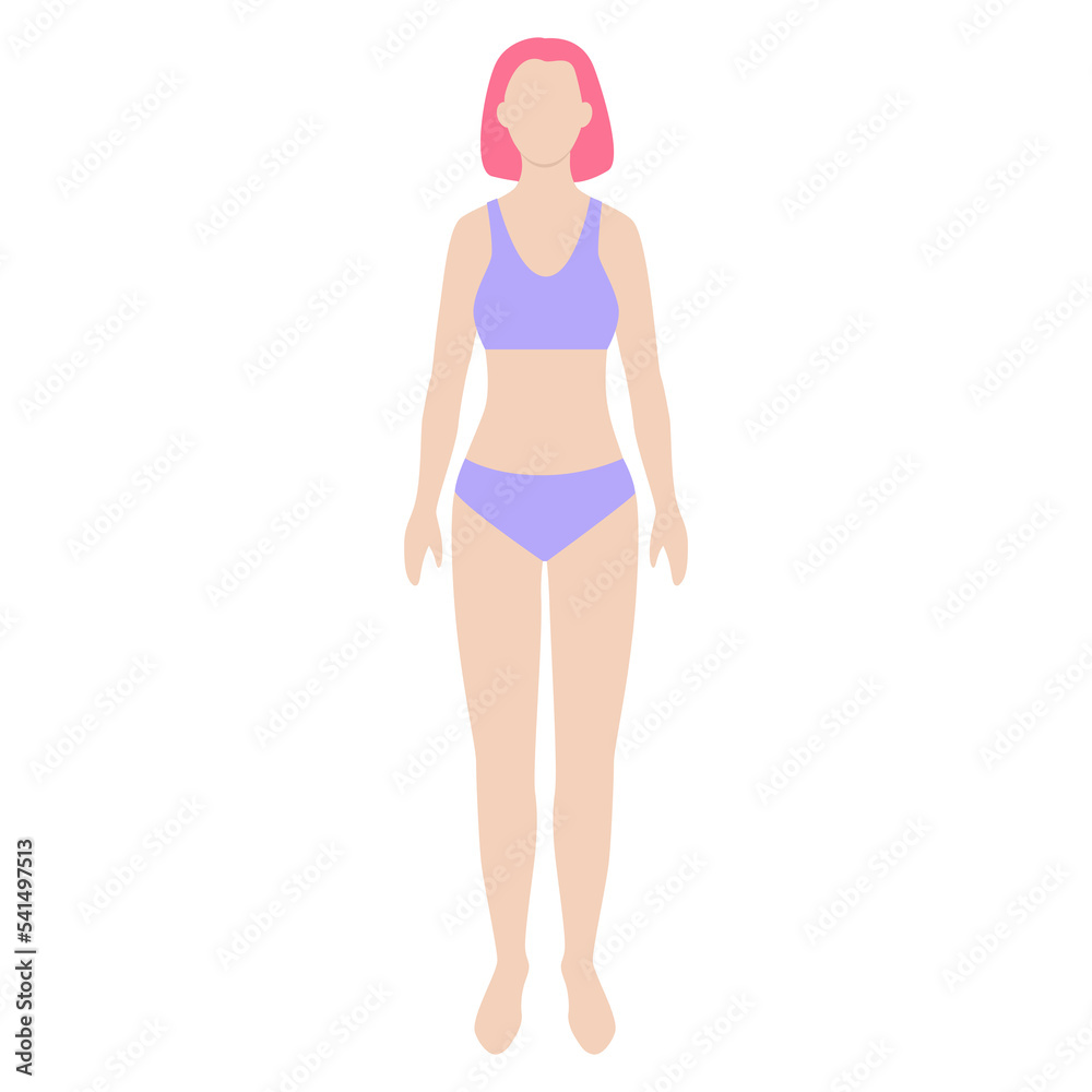 Silhouette of a girl with colored hair, flat style of a woman's figure Silhouette of a girl with colored hair, flat style of a woman's figure