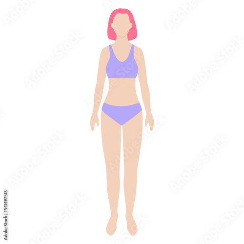 Silhouette of a girl with colored hair, flat style of a woman's figure