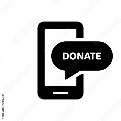 Online Donate on Phone Silhouette Icon. Web Mobile Giving Money and Assistance Black Pictogram. Internet Donate Icon. Finance Help Concept. Isolated Vector Illustration