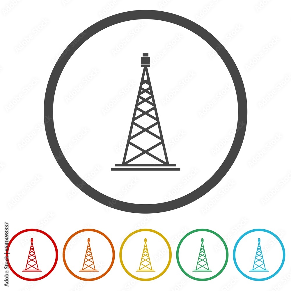 Oil rig icon. Set icons in color circle buttons Oil rig icon. Set icons in color circle buttons
