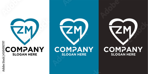 Initial letter Z M love logo vector design template
