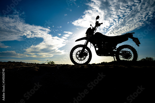Beautiful evening motocross motorcycle silhouette on the mountain © I LOVE PNG